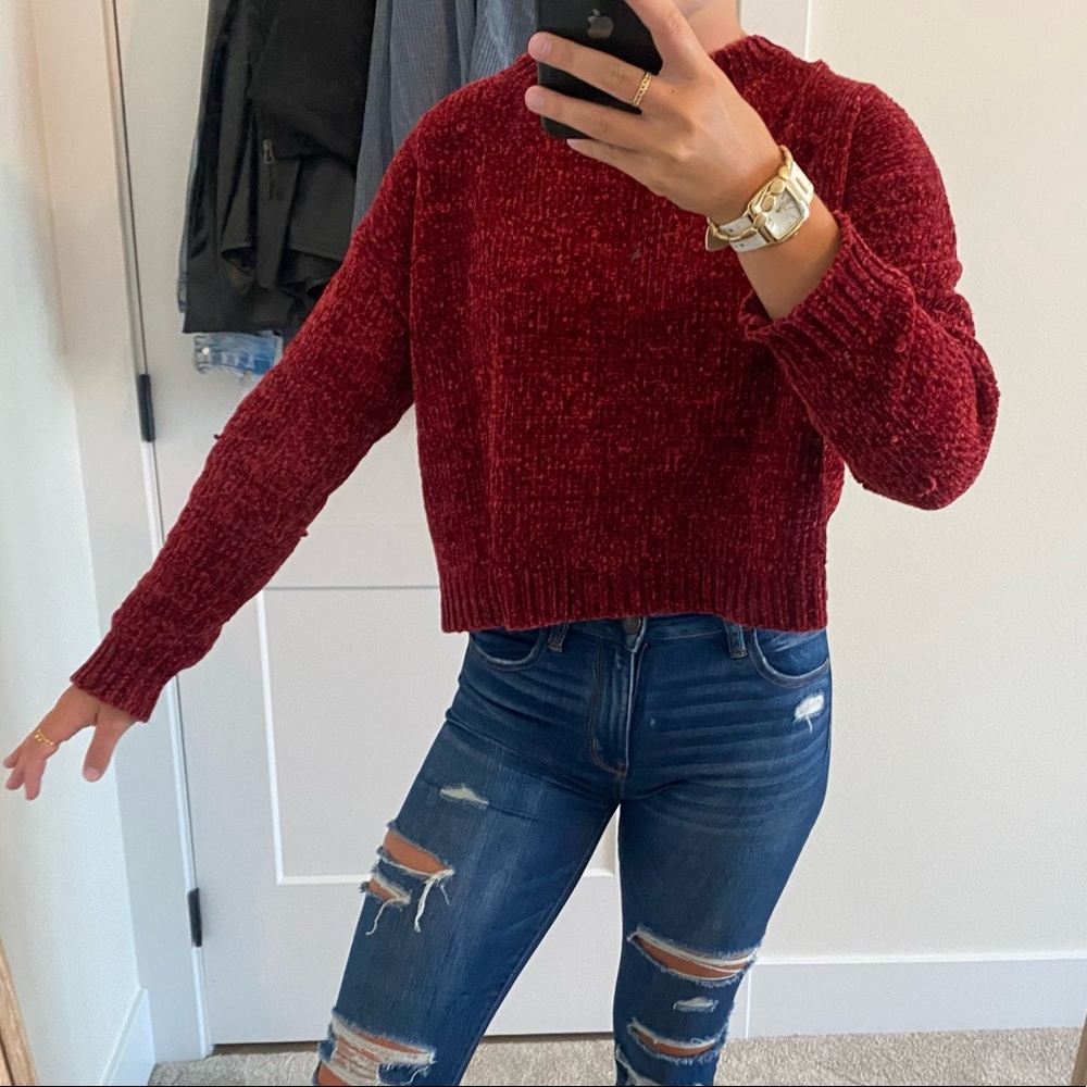 Dry Goods chenille crimson sweater